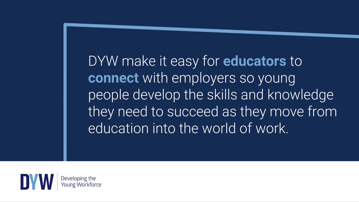 Support young people to develop the skills needed for work through DYW national programmes and packaged activities. 

DYW connects employers with education to help create a sustainable future workforce. 

Learn more: dyw.scot 

#ConnectingEmployers #DYWScot