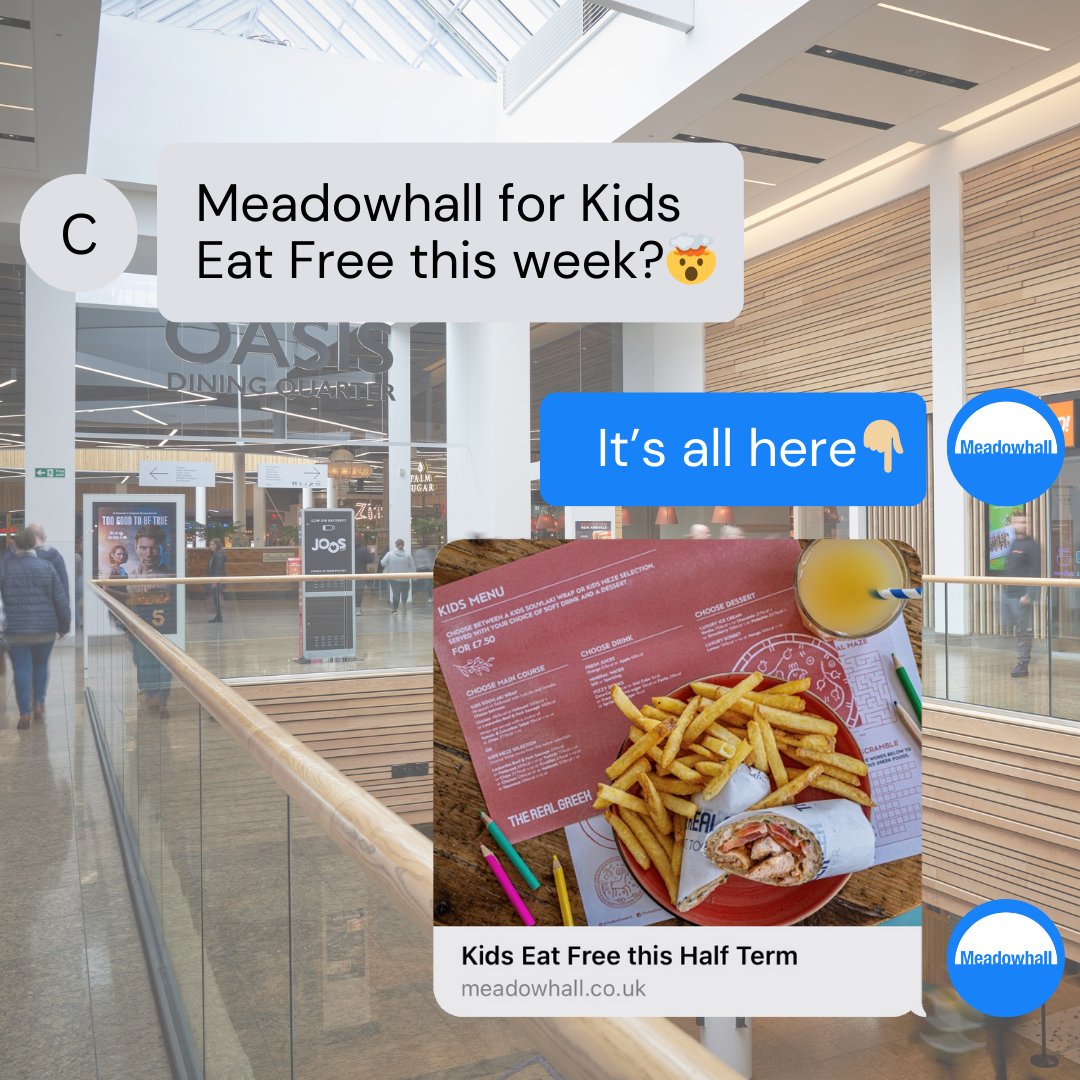 Parents, we've got you covered😉 Here's all your Kids Eat Free offers in one place 👉🏼meadowhall.co.uk/news/kids-eat-… #meadowhall #kidseatfree #mayhalfterm