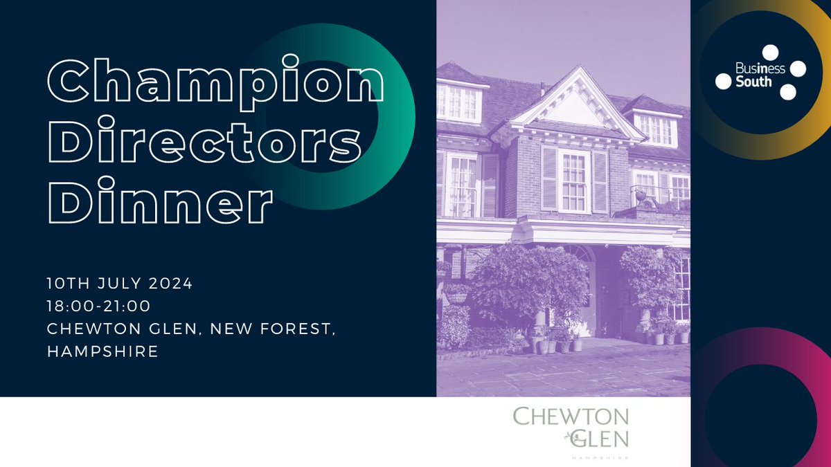 Don't miss out on our next Champion Director's Dinner at the @chewtonglen on 10th July 2024. It promises to be an evening of exquisite dining and fabulous discussions.

Find out more and how to book here: businesssouth.org/events/champio…
#DirectorsDinner #CentralSouthUK #BizSouthEvents