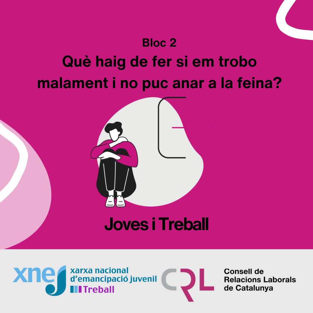 🤔 Saps què fer quan et trobes malament i no pots anar a la feina? 

👀 A continuació t’ho expliquem en una nova infografia

#JovesiTreball #CRLcat #ODS4 #ODS5 #ODS8 #ODS17 @xarxa_xnej