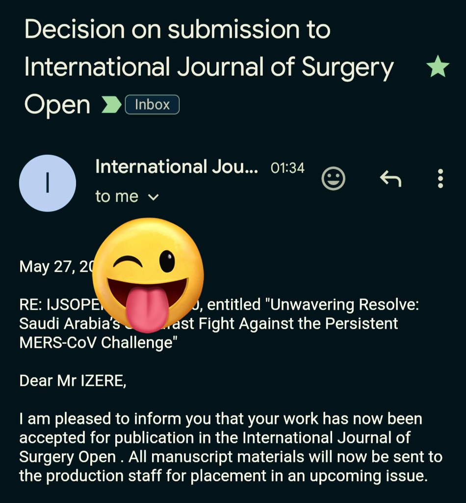 Two of my manuscripts Accepted for Publication in High Impact, PubMed Indexed Journals 'Hepatic Medicine: Evidence and Research.' & 'International journal of Surgery Open' #Research #Medicine.