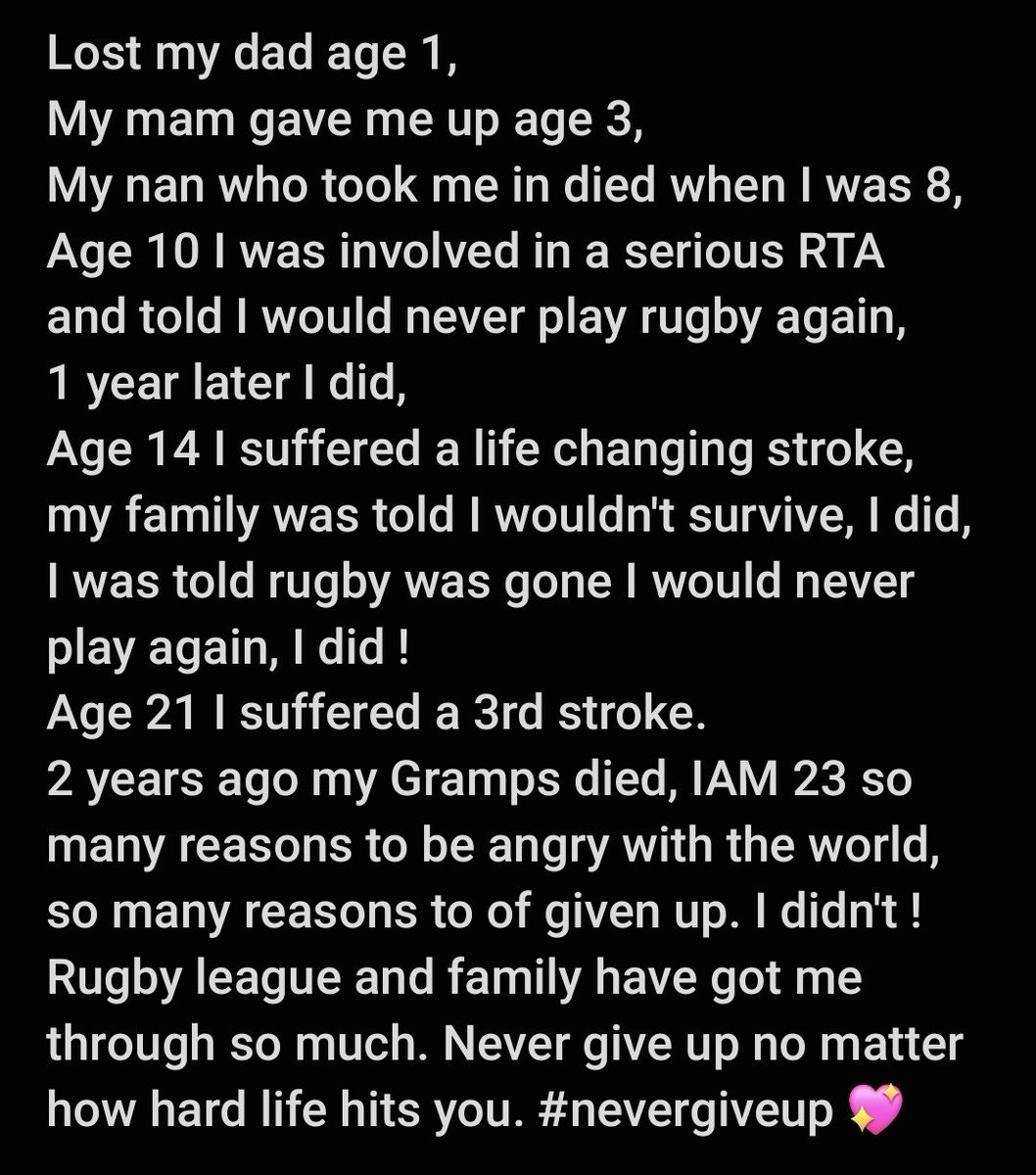 So many reasons to give up, so many reasons to be angry but I have never said why me ! #staypositive #braininjury #stroke #nevergiveup #bethatlight #tuesdaythoughts @TheRFL @RLCares