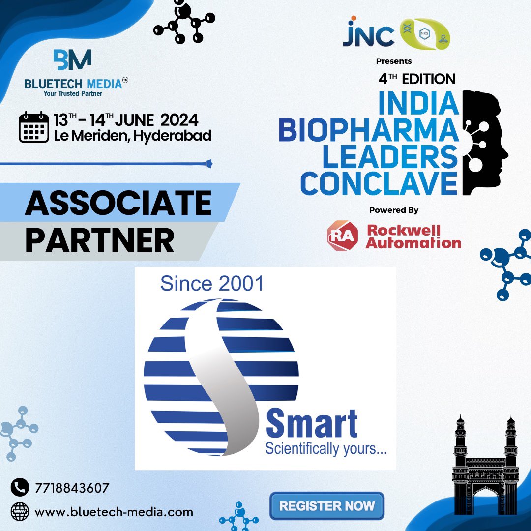 We're thrilled to announce Smart Labtech Pvt. Ltd. as our Associate Partner for the 4th Edition of the India Biopharma Leaders Conclave, proudly presented by M R Sanghavi & Co., powered by Rockwell Automation, and hosted by BlueTech Media™.
.
Click lnkd.in/d2T9iruW
.