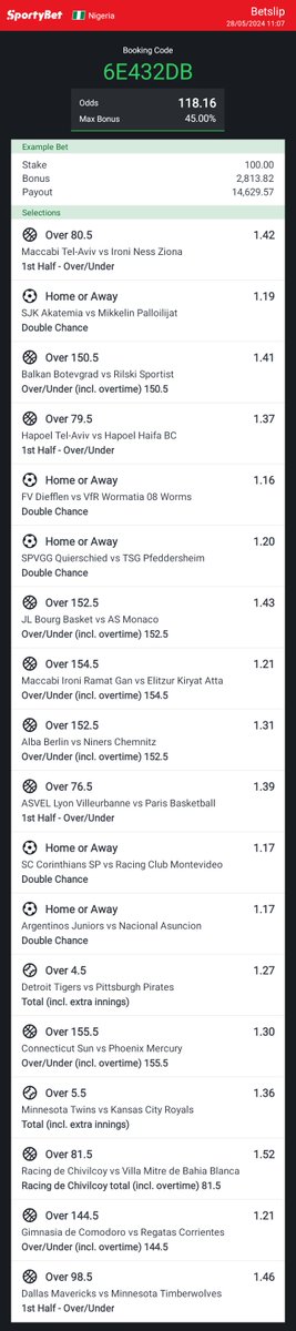 Mixed Sports 🔞 6E432DB - 100 Odds ✅