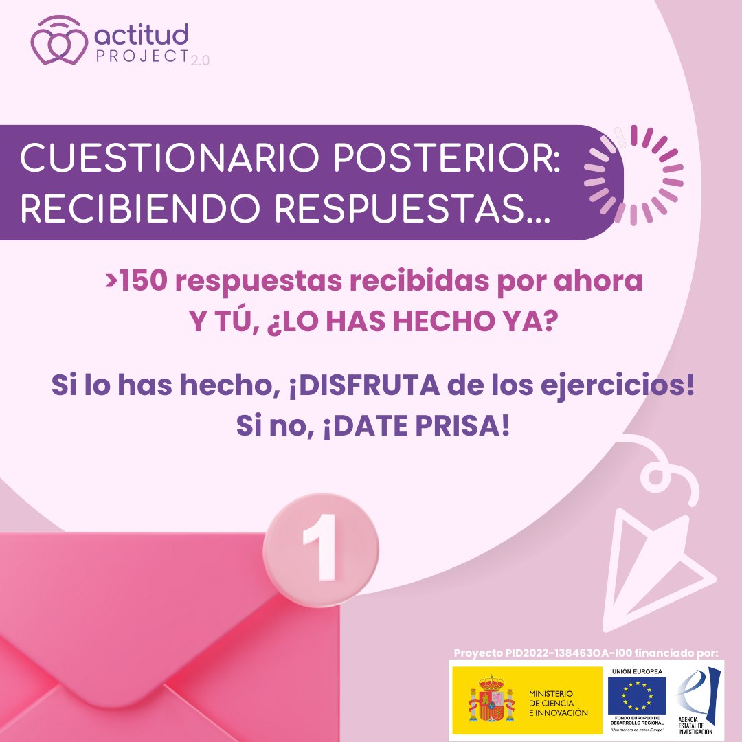 ¿AÚN NO HAS CONTESTADO AL CUESTIONARIO POSTERIOR? 
¿Por qué contestarlo?
💜Para acceder a los ejercicios
💜Para participar en la FASE2 de ACTITUD
💜Para obtener tu certificado de asistencia

¿No lo has recibido? Escríbenos💌

<a href="/InferFisioUIB/">Infermeria i Fisioteràpia de la UIB</a> <a href="/UIBuniversitat/">Universitat de les Illes Balears - UIB</a>