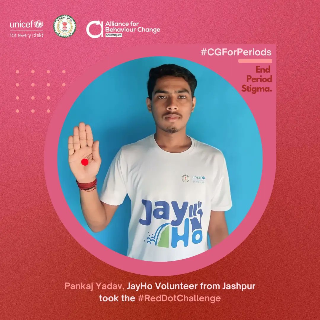 The youth volunteers of Jashpur pledge to support #CGForPeriods.

Join the #RedDotChallenge to end period stigma!

It's time to start the conversation and normalize menstruation ❣️

#MHDay2024