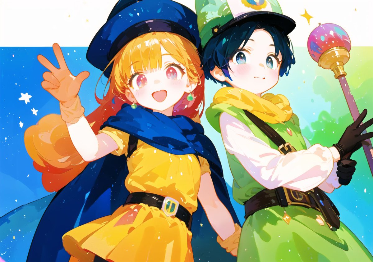 FURI_21's tweet photo. 1日遅刻ですが、ドラクエで大好きな
二人を生成しました(๑˙╰╯˙๑)
過去一で大変でした😅
#AIイラスト　#Lora無しキャラ再現 https://t.co/pdLI14hFR6