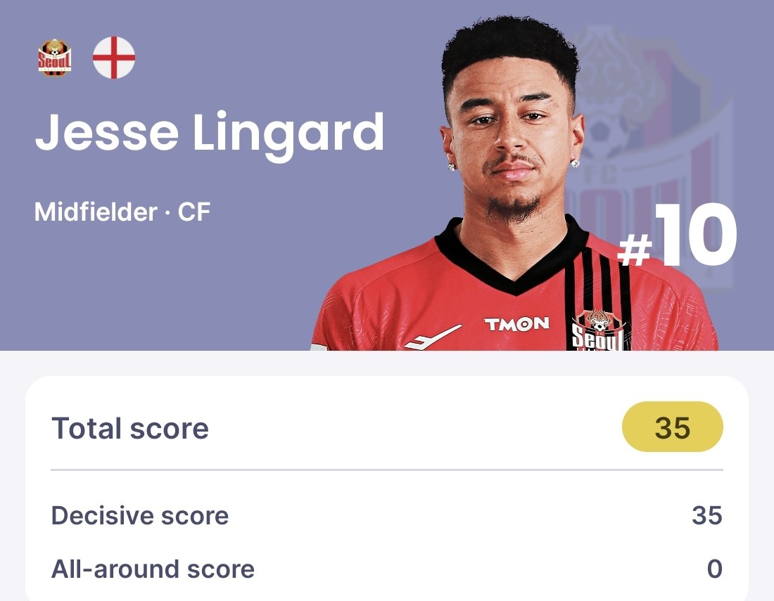 Well, we weren't that crazy thinking that #Lingard could start soon with #SeoulFc... 👀🚀

#Sorare #Kleague