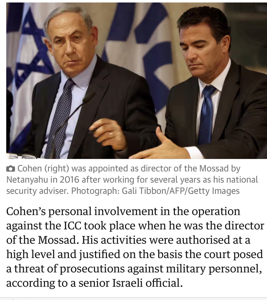 “You don’t want to be getting into things that could compromise your security or that of your family” — Mossad Chief Yossi Cohen to former ICC prosecutor Fatou Bensouda. How Israel waged a war on the ICC for a decade to prevent investigations of Israeli crimes against
