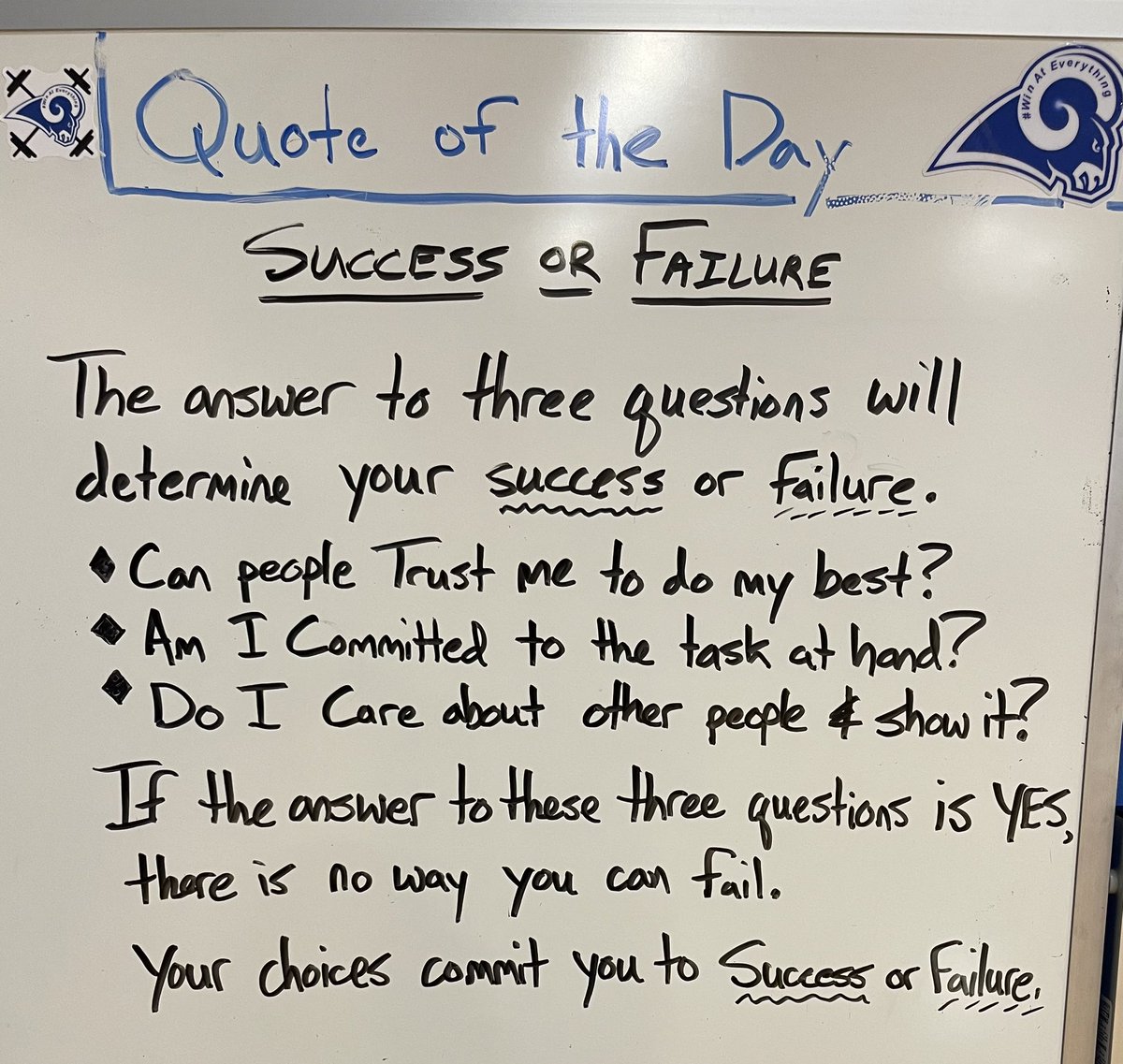 Your choices commit you to Success or Failure. You tell the world where you’re committed to through your actions