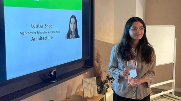 Congratulations to @TheMSArch student Letitia Zhao on winning the Women in Property North West Student Award! 👏 👏 Read more 🔗 bit.ly/3KjossU. #McrMetProud