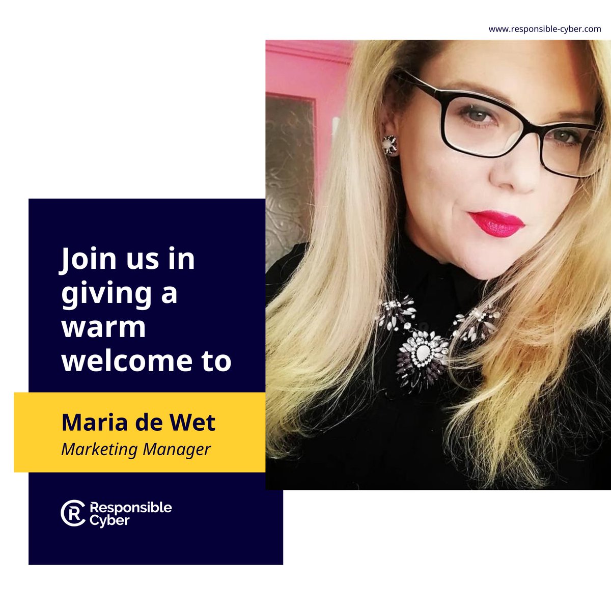 We're truly excited to steer our marketing efforts with fresh energy and a new perspective under her leadership 🤝

Join us in giving Maria a warm welcome as we look forward to a future of exciting growth ahead of us! #ResponsibleCyber #Team #welcome