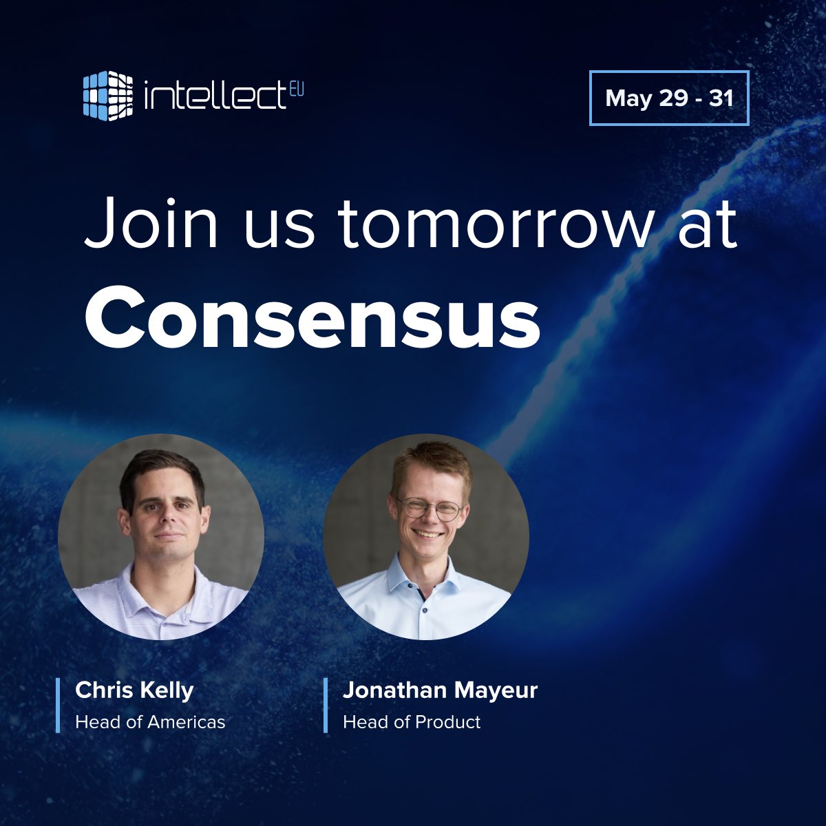 Join us tomorrow for Consensus 2024, and don’t miss presentations 10AM Thursday and Friday covering our collaborative proof-of-concept with LayerZero for cross-chain Delivery vs. Payment (DvP) transactions. 
Find IntellectEU at Booth 851 alongside the Hyperledger team.