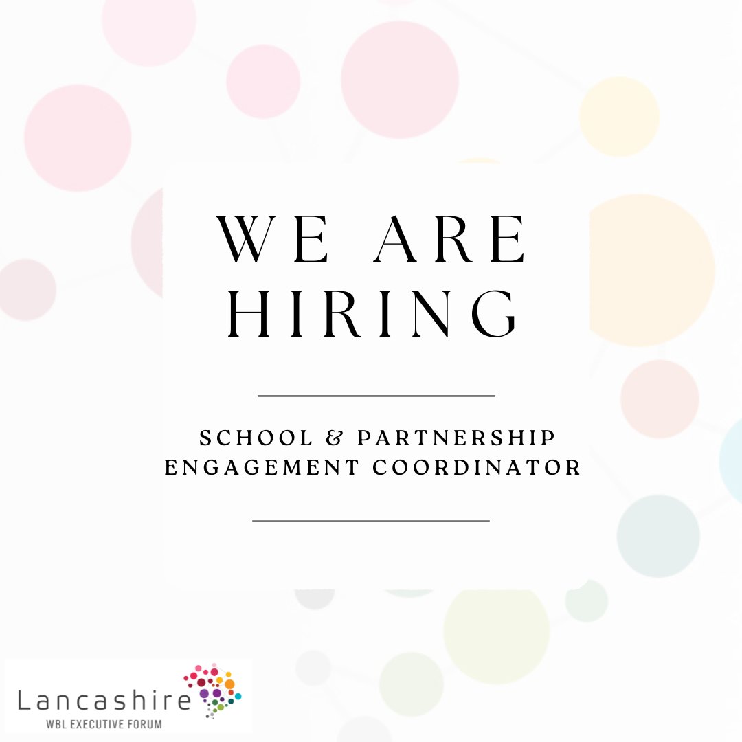 We are hiring 📢   

Job description - Microsoft Word - School and Partnership Engagement Coordinator Job Description Person Specification (lancsforum.co.uk)

About the Job - Microsoft Word - School and Partnership Engagement Coordinator (lancsforum.co.uk)