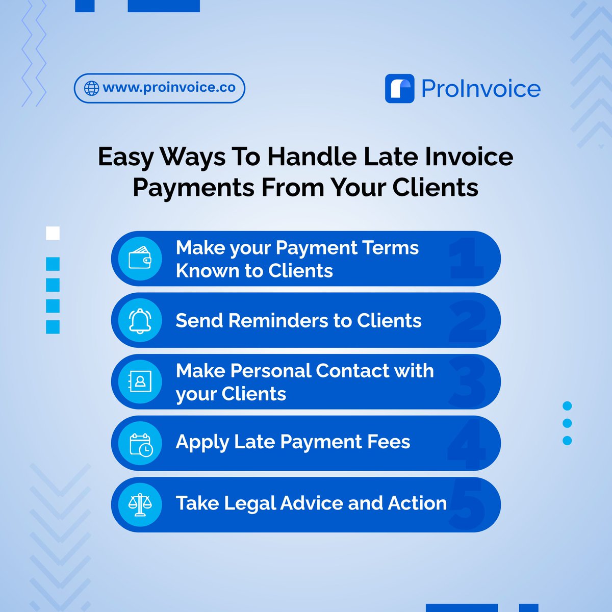 Easy Ways To Handle Late Invoice
Payments From Your Clients >>>>>> 

#InvoiceLikeAPro
#ProInvoiceBenefits
#proinvoice
#growwithproinvoice
#businessfact
#businesssupport
#supportsmallbusiness 
#businessgoals 
#businesstips
#InvoiceManagement
#SmallBusiness #InvoiceData