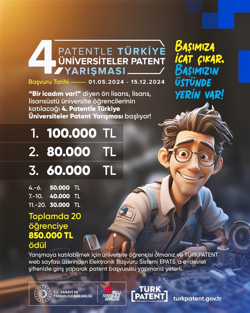 Patentle Türkiye @TURKPATENT 4. Üniversiteler Patent Yarışması Başladı Detaylar için ➡️tto.aksaray.edu.tr/patentle-turki… #ASÜ #Aksaray #AksarayÜniversitesi