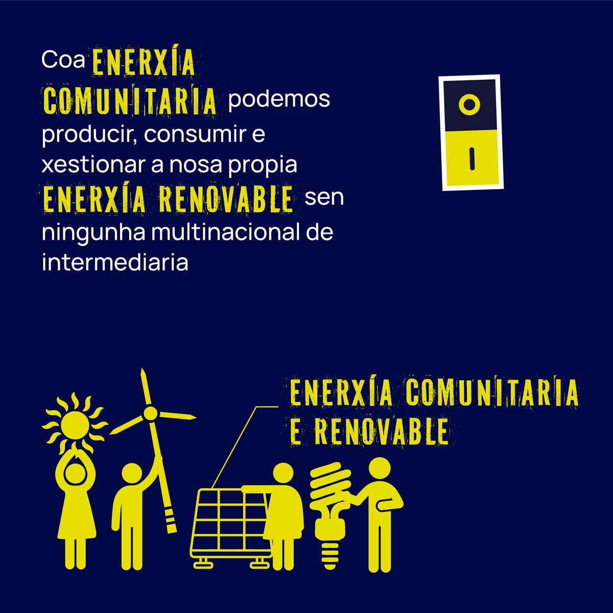 As grandes empresas enerxéticas seguen a beneficiarse precarizando a vida das persoas e agravando a #CriseClimática e de biodiversidade. É a hora de pararlles os pés e tomar o control. 
👉Asina pola enerxía comunitaria: coalicionenergiacomunitaria.org/enciende-la-en…
#EnciendelaEnergíaComunitaria