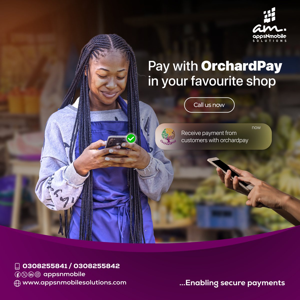 Offer your customers a convenient way to pay with OrchardPay...

#fintechGH #fintechGhana #GoCashless #MobileMoney #PayGhana