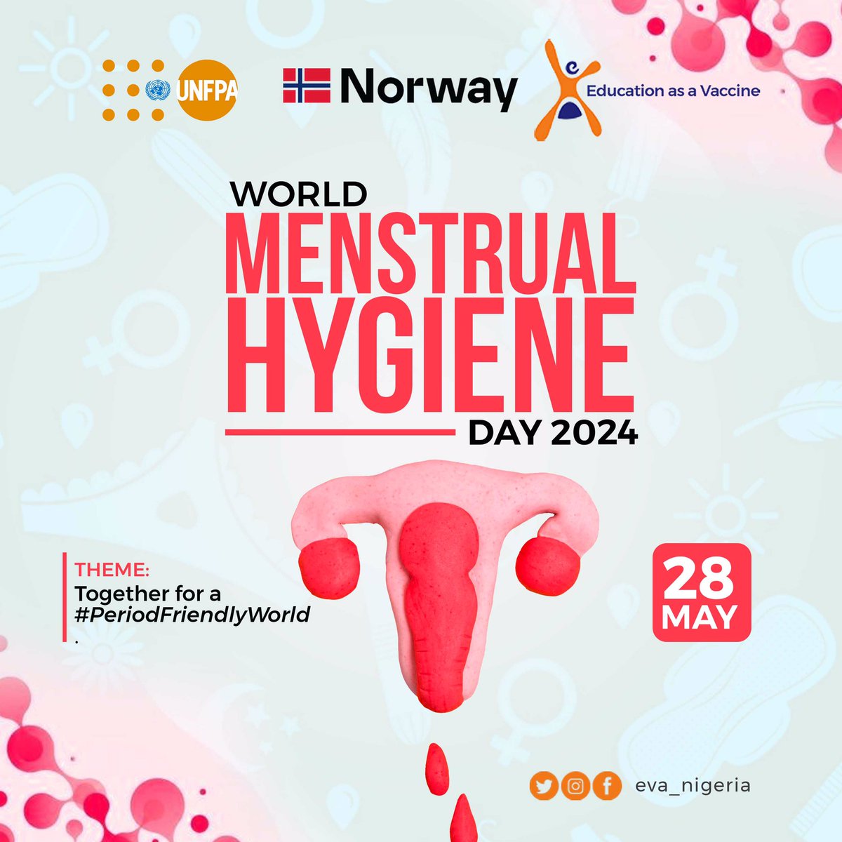 Together for a #PeriodFriendlyWorld. 

Let’s act to eliminate #PeriodPoverty, a term which describes a girl or woman mostly from low income families lacking adequate access to safe, healthy & hygienic menstrual..
#SRH4U
#endperiodpoverty
@UNFPANigeria @EVA_Nigeria
@NorAmbNigeria