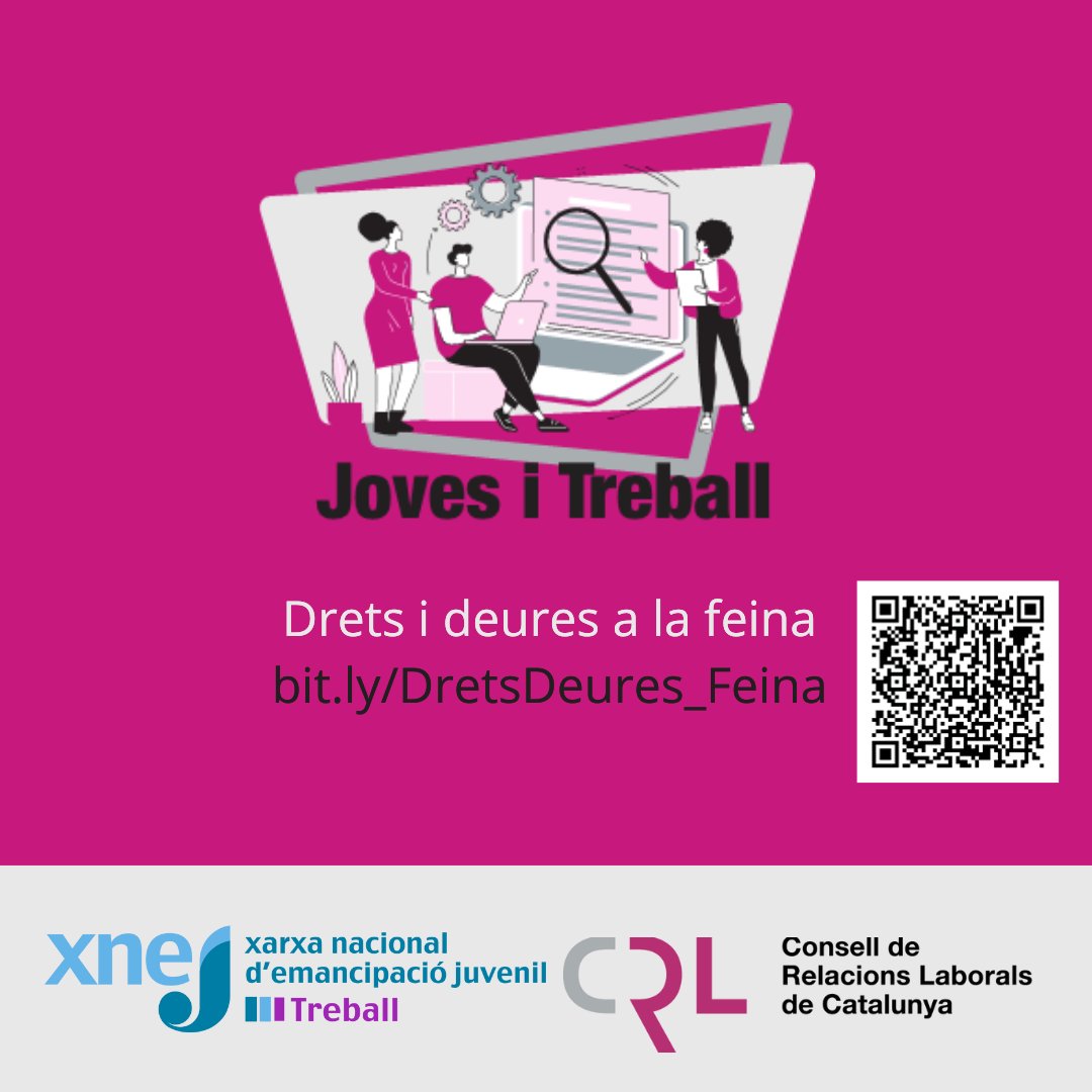 Tota la informació la trobaràs a la publicació Drets i Deures a la feina del CRL

Descarrega-te-la i descobreix totes les novetats del CRL sobre Joves i Treball: ja.cat/nf4P9

#JovesiTreball #CRLcat #ODS4 #ODS5 #ODS8 #ODS17