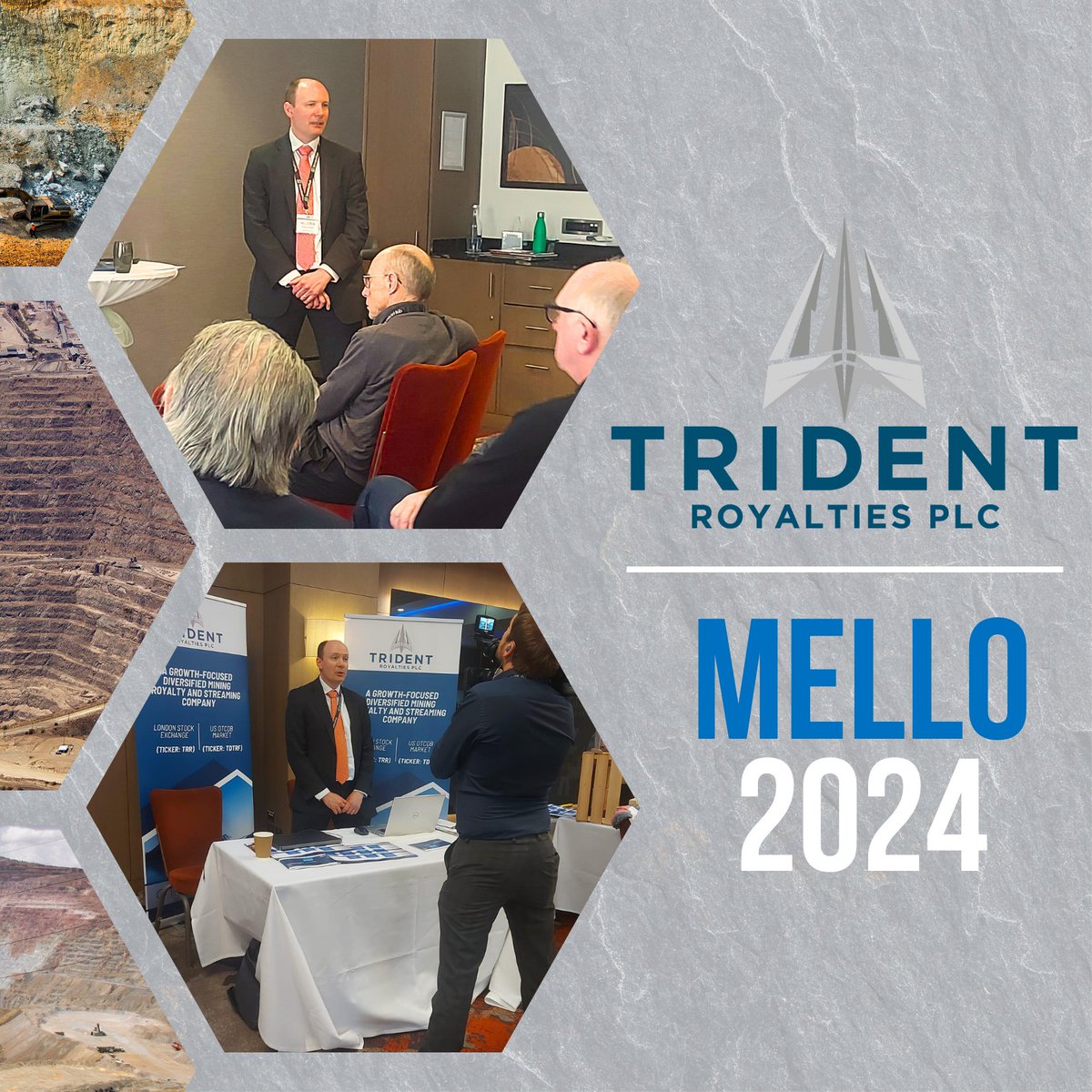 TridentPlc's tweet image. A couple of pictures from the #Mello2024 event last week. A video of #TRR CFO Richard Hughes&apos; presentation will be available soon via @MelloEventsUK.