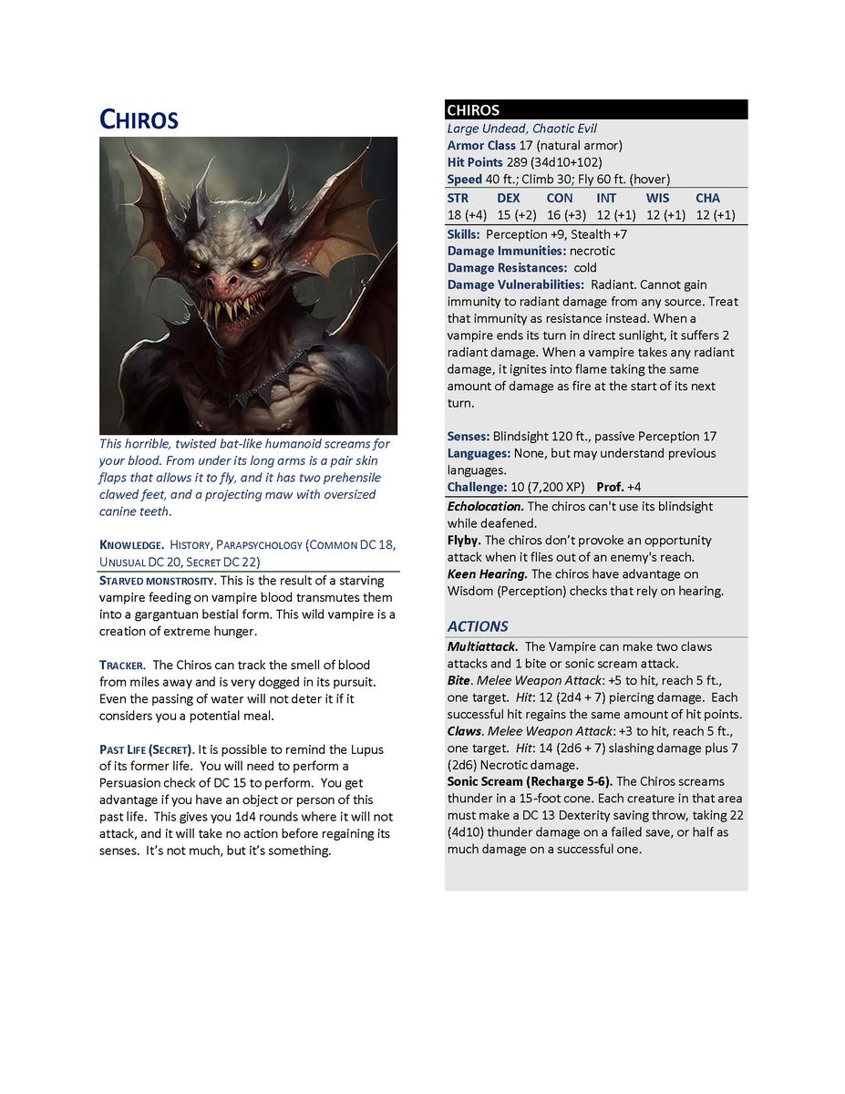 when a vampire starves, they become literally more bestial. this is one of them.#hodgepocalypse #drevrpg #monster #statblock #apocalypse #dnd5e