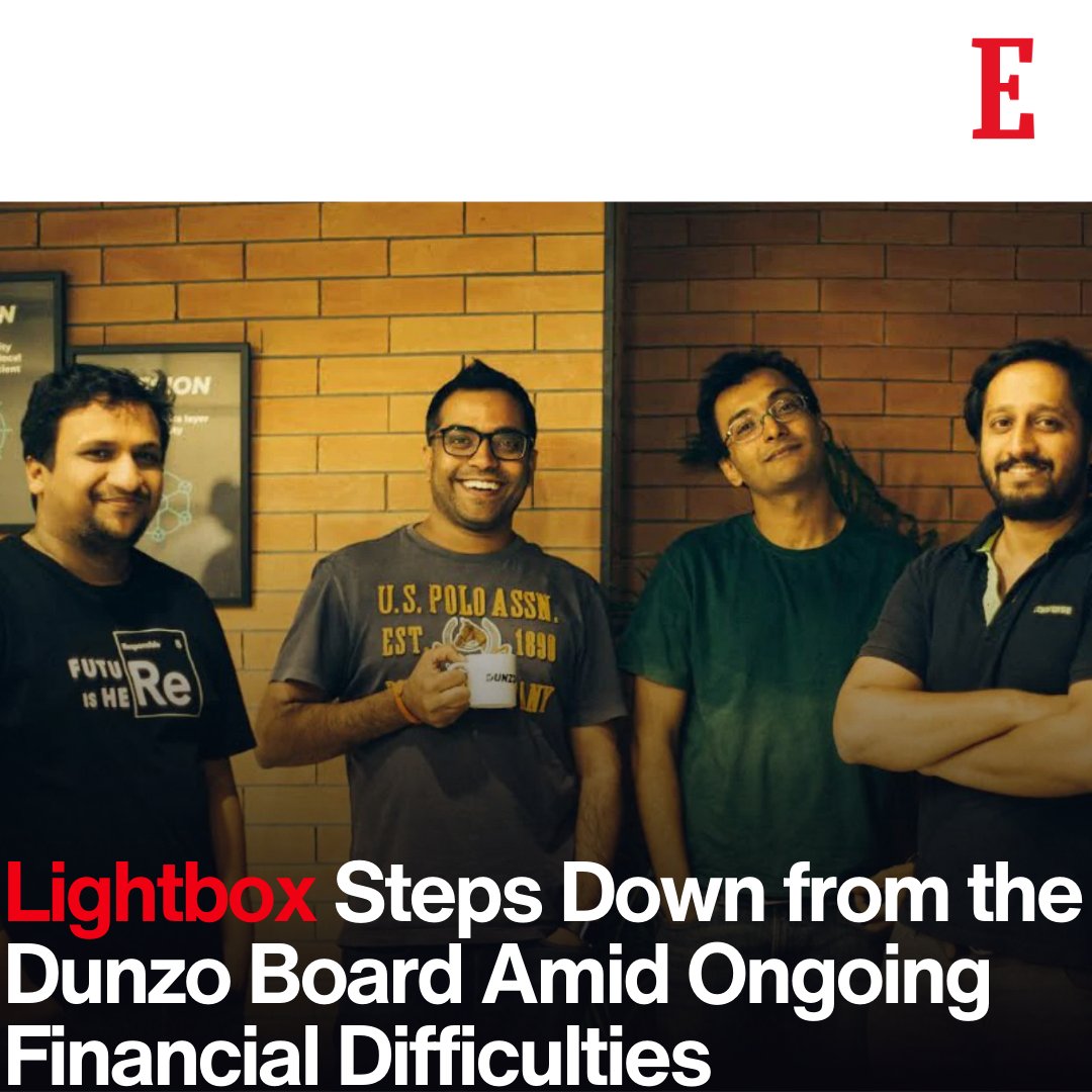 #Update 

Lightbox(@lbvc), a VC firm, has resigned from Dunzo(@DunzoIt)'s board amidst financial challenges. 
Read the story: ow.ly/kVg150RXTUT

Image cc: Inc42  

#IndustryInsights #BoardResignation #FinancialNews #BusinessChallenges #InvestmentUpdate #StartupNews