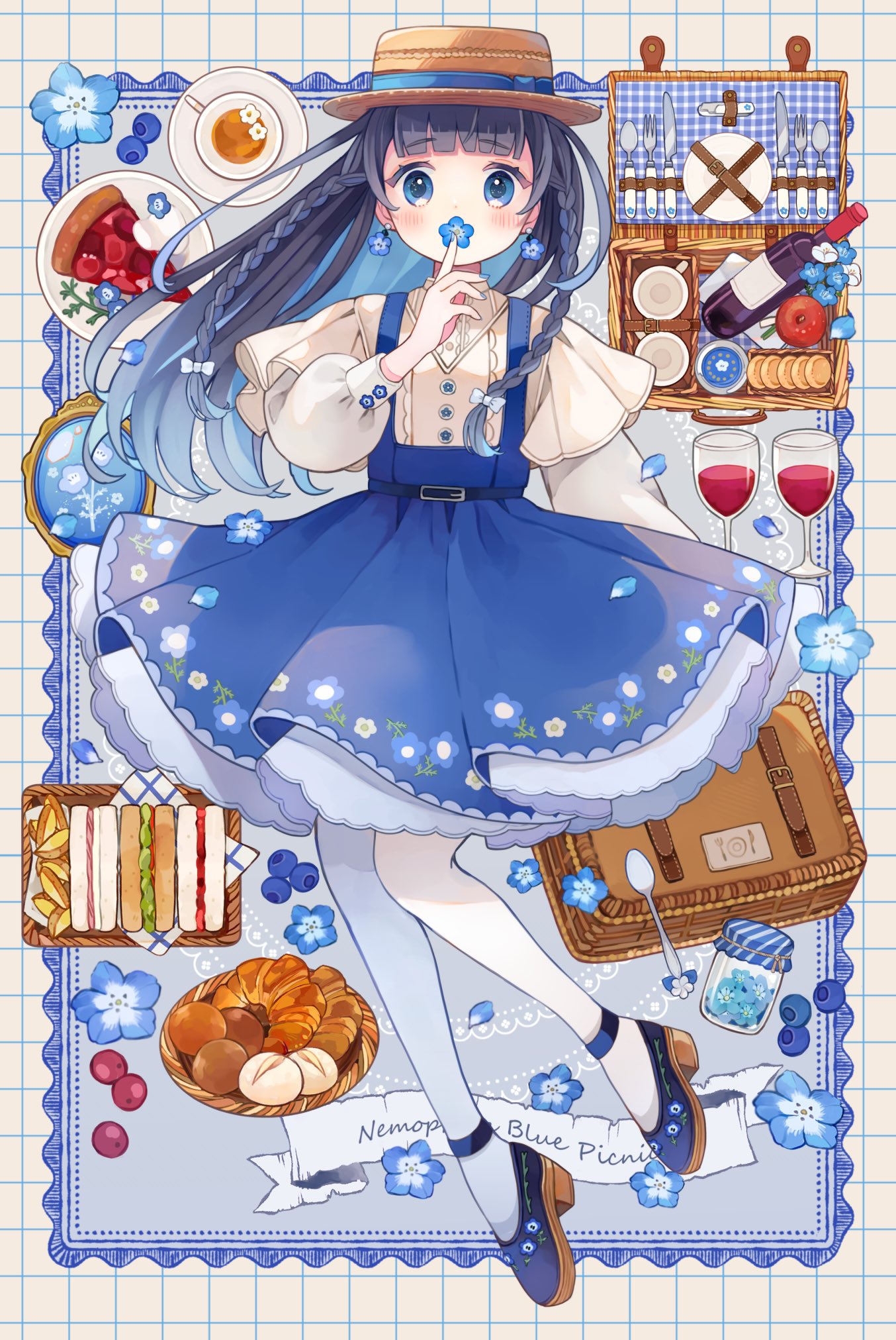 手描きイラスト オリジナル【ネモフィラ】 イラスト
