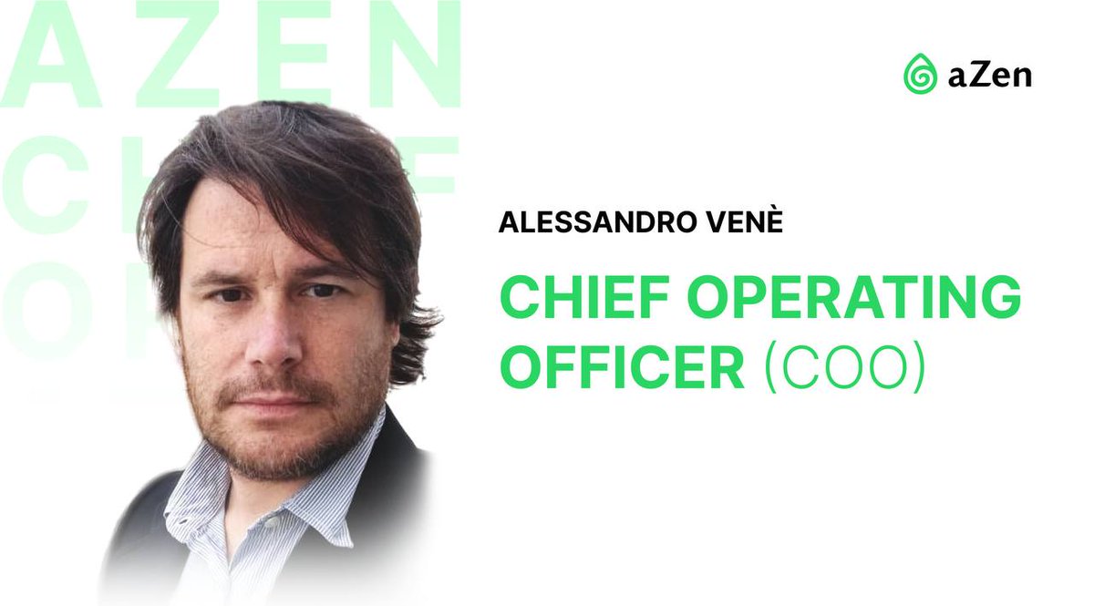 We're proud to announce Alessandro Venè as our new COO! 🎉

With experience at the European Commission, a Fortune 500 company, and web2 and web3 startups, Alessandro brings invaluable expertise to #aZen Protocol.

His leadership will be key in scaling the #aZen #DePIN protocol.🌟