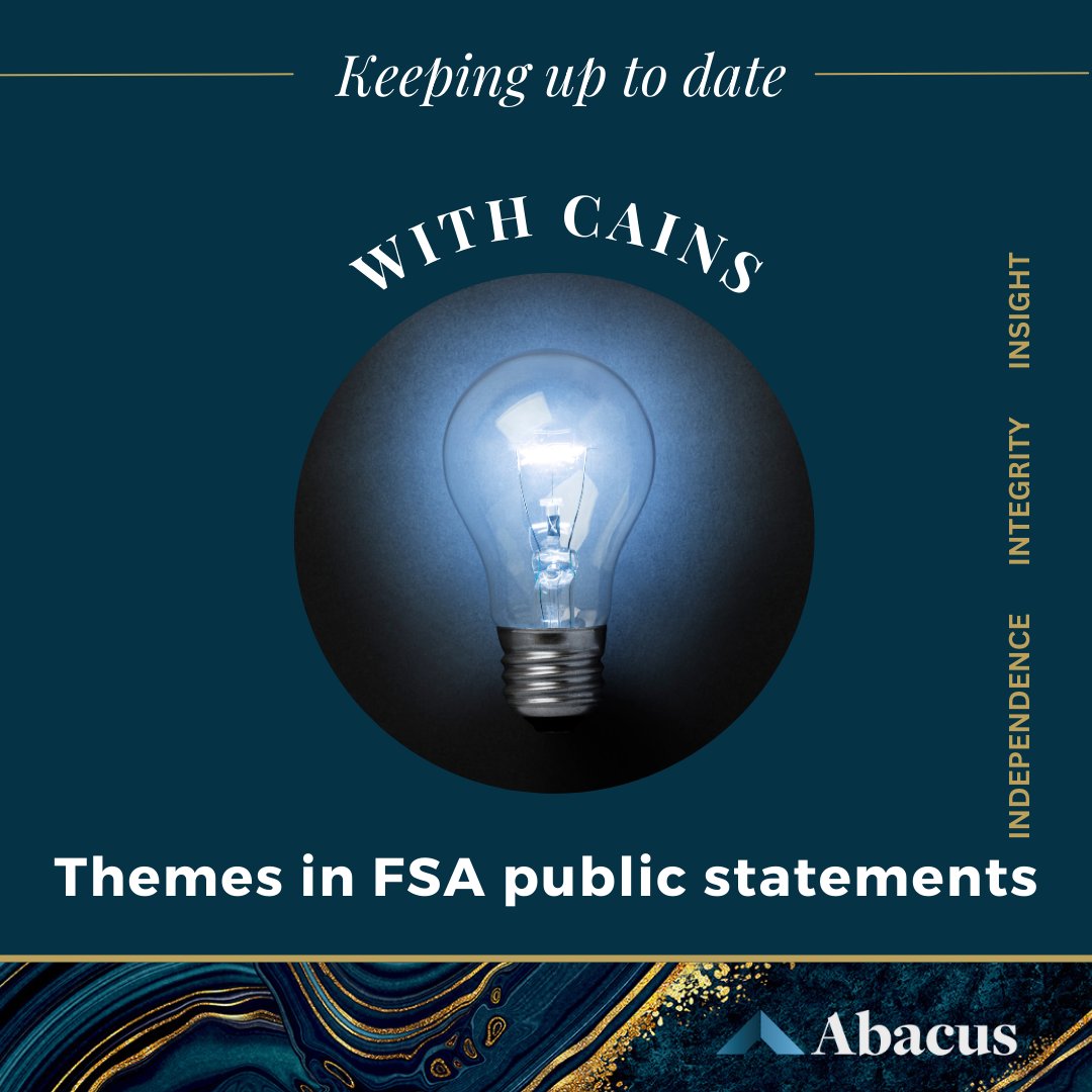 AbacusTrust's tweet image. As an independent provider of #professional, #fiduciary and #ManagementServices our #ClientServices team will welcome Paul Freeman and Emily Johnson from the Regulatory team at Cains on Thursday to discuss themes in recent FSA public statements, actions taken &amp;amp; lessons to learn.