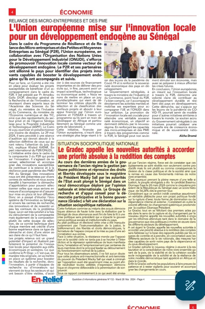 🇪🇺🤝🇸🇳 L' <a href="/UEauSenegal/">UE au Sénégal</a> <a href="/EUAmbSenegal/">Jean-Marc Pisani</a> mise sur l'#innovation locale pour un #développement endogène au #Sénégal avec le #P2R, mis en oeuvre par l'<a href="/OnudiSenegal/">ONUDI Sénégal</a>. Des projets innovants seront présentés le 29 mai.🔗Lire l'article complet (p. 4): drive.google.com/file/d/19__uIU…
<a href="/Rafik_Feki/">Rafik FEKI</a>