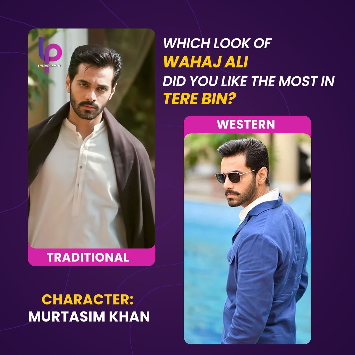 Wahaj Ali as Murtasim Khan was an absolute treat for the audience and looks played an important role too in that. 🙌🔥
Which of Wahaj Ali's look did you like the most in the Drama serial Tere Bin?
Traditional or Western?

#WahajAli #TereBin #LPEntertainment #Celebrities