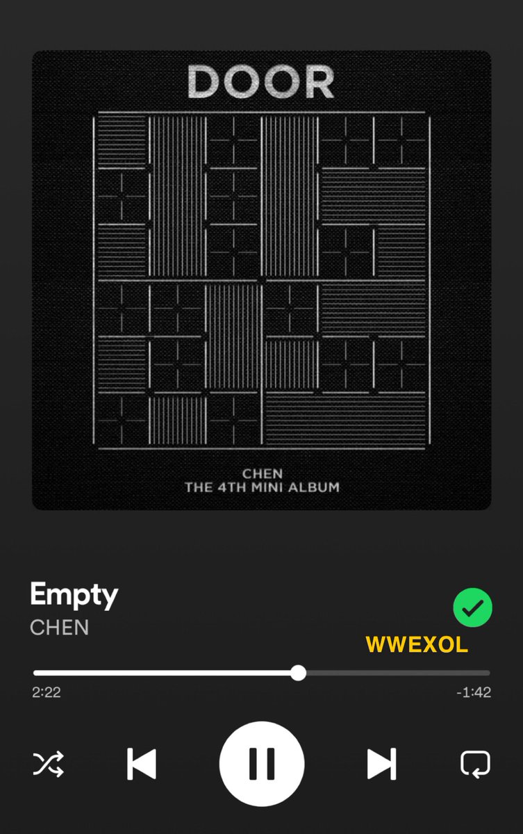 [INFO] #CHEN’s 4th mini album ‘Door’ is out now! Listen now on Spotify 👇 🔗 open.spotify.com/track/15sqqtN3… CHEN - DOOR IS NOW OPEN #DOOR_너머의_너머의_첸 #CHEN_DOOR #빈집 @weareoneEXO @CHEN_INB100