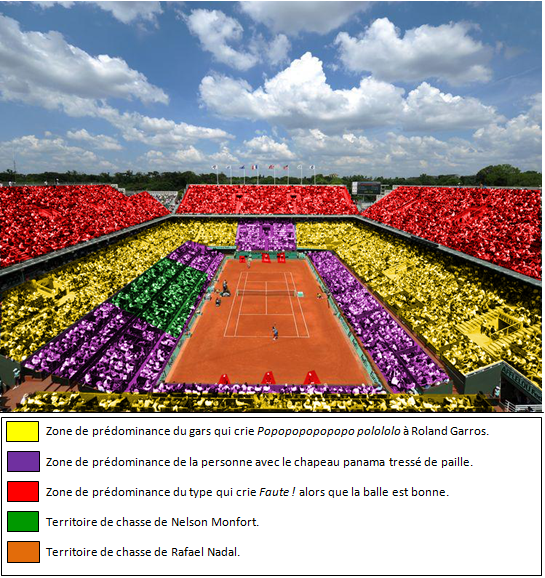 VarlanOlivier's tweet photo. De loin la meilleure carte sur #rolandgarros  : la répartition géographique du gars qui crie « Popopopopopopo polololo ».
[source : https://t.co/Ais2LWmZu2] https://t.co/AH8182UK8k