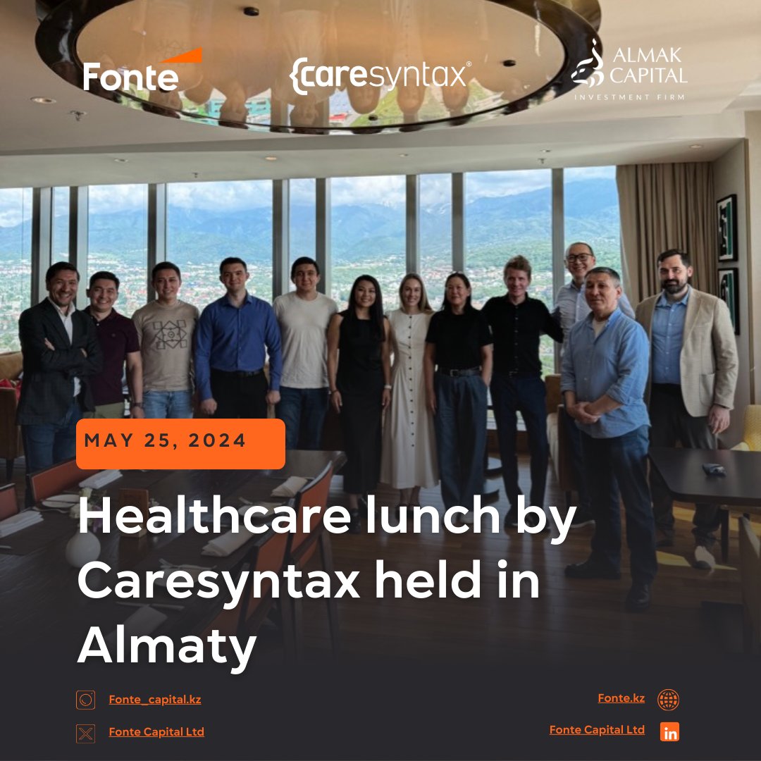 Caresyntax hosted a Healthcare Lunch in Almaty with Almak Capital and Fonte Capital. This 49th global lunch featured the founder and CFO, Bjoern von Siemens, and VP of Strategy, Bracy Fertig, sharing the latest company updates with Kazakhstan’s investment community.