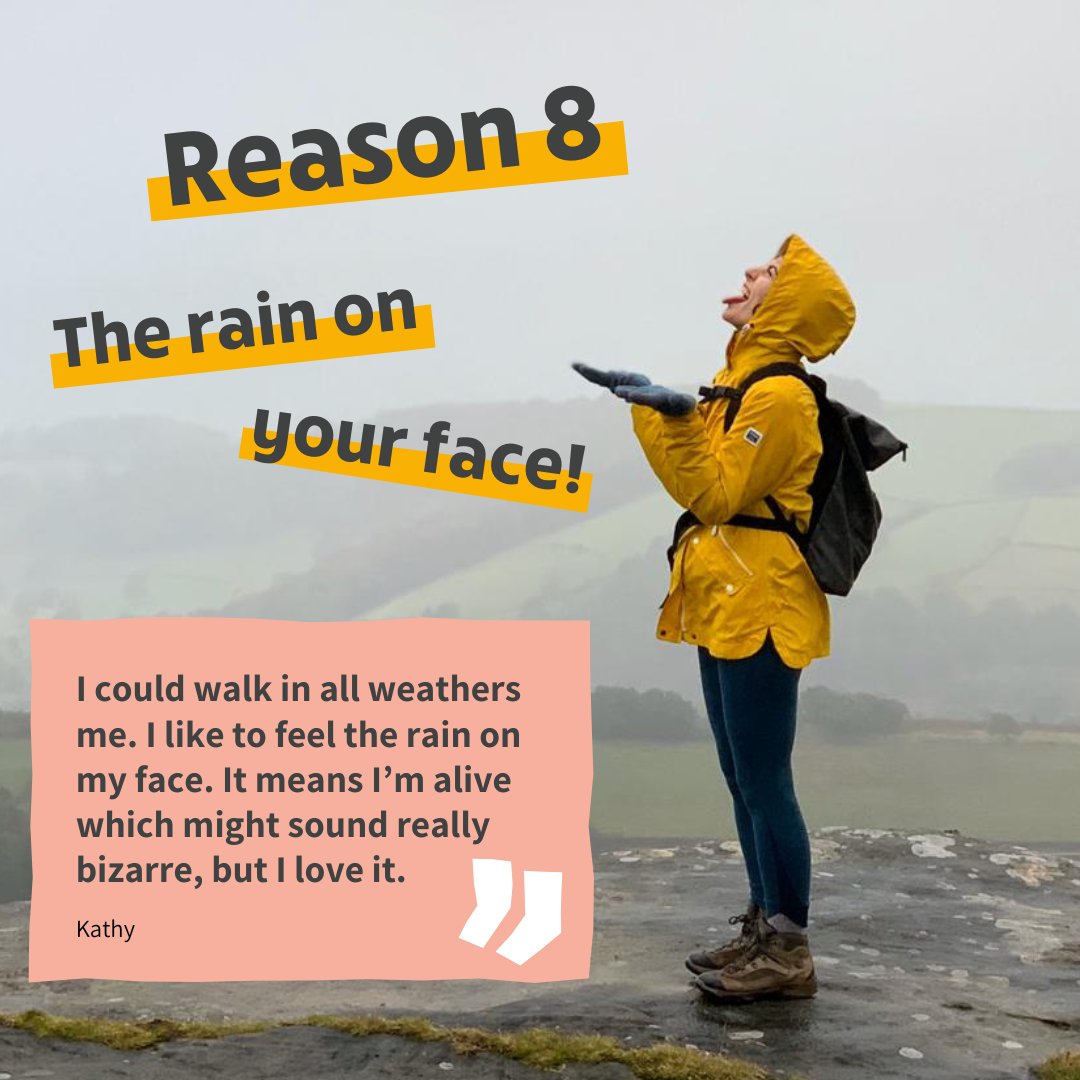 'I could walk in all weathers me. I like to feel the rain on my face. It means I’m alive which might sound really bizarre, but I love it.' - Kathy

This #NationalWalkingMonth we're celebrating all our favourite reasons to love walking 🥰🥾 - What’s yours?

ramblers.org.uk/go-walking-hub…