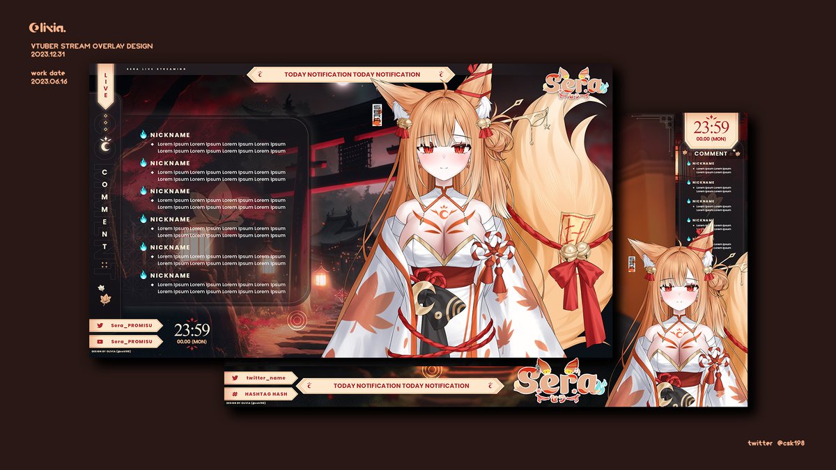 csk198_official's tweet photo. 【 OLiViA Design Work 】

    To. セラ (@ Sera_PROMISU)

    Virtual stream overlay Design

* Please do not use this work for anyone other than yourself.

#디자인_커미션
#올리비아_디자인
#올뱌_디자인
#OLiViA_Design
#logo #作字
#oliviadesign
#vtuberdesign https://t.co/VsjMyURyHX