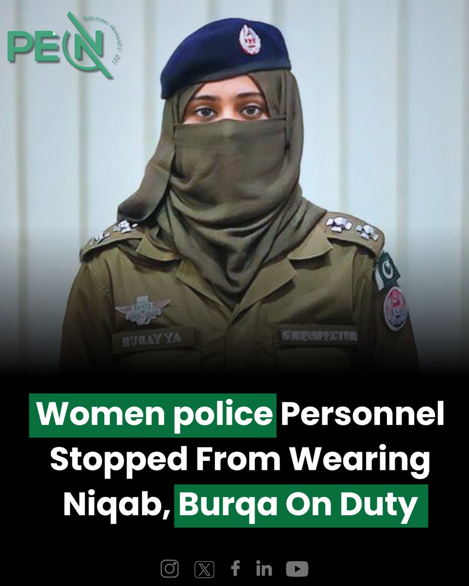 #Women #police personnel stopped from wearing #niqab, burqa on duty Read More: pakeconet.com.pk/story/118226/w…