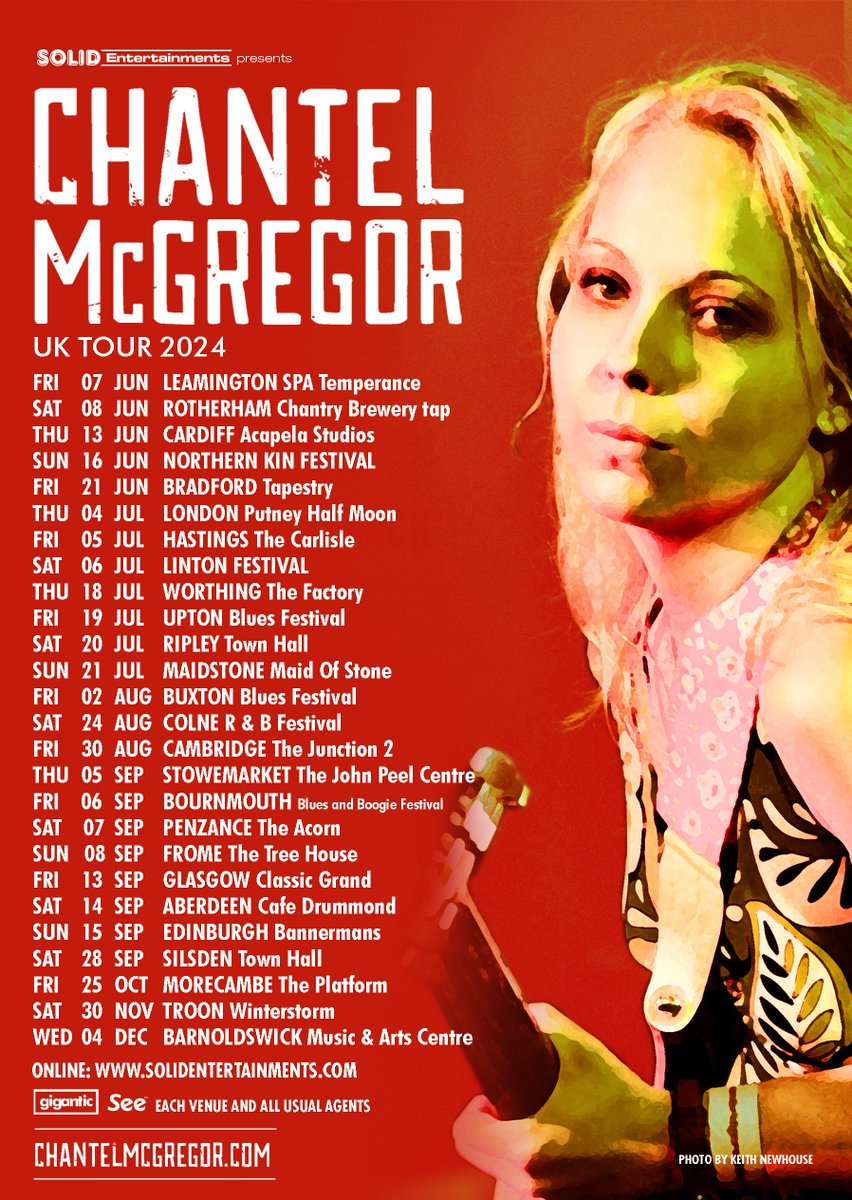 Exciting news for all you blues rock fans out there! Chantel McGregor has announced her UK tour in 2024

Don't miss out on this incredible opportunity to see one of the best in the business!

Ticket link below 👇 

solidentertainments.com/presents.htm#C…

#ChantelMcGregor #BluesRock #UKTour2024