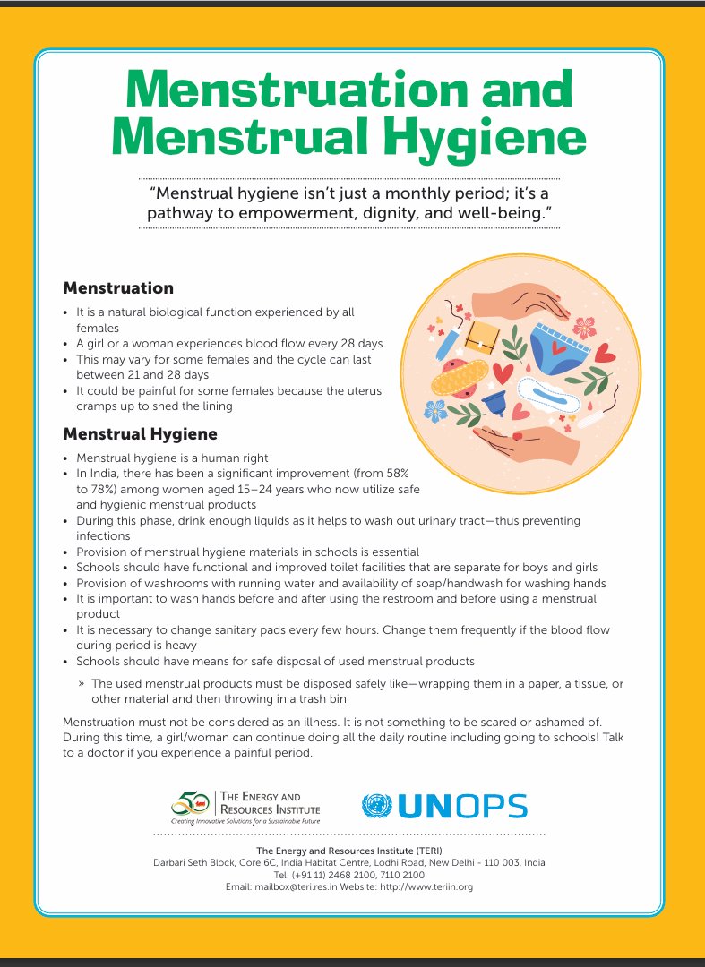 @UNOPS is committed to making a #PeriodFriendlyWorld for over 17000 young school girls across 162 villages of Uttar Pradesh by making them well-informed on menstrual health & hygiene. May 28, symbolizes the average 28-day cycle & the average duration of 5 days of menstruation.