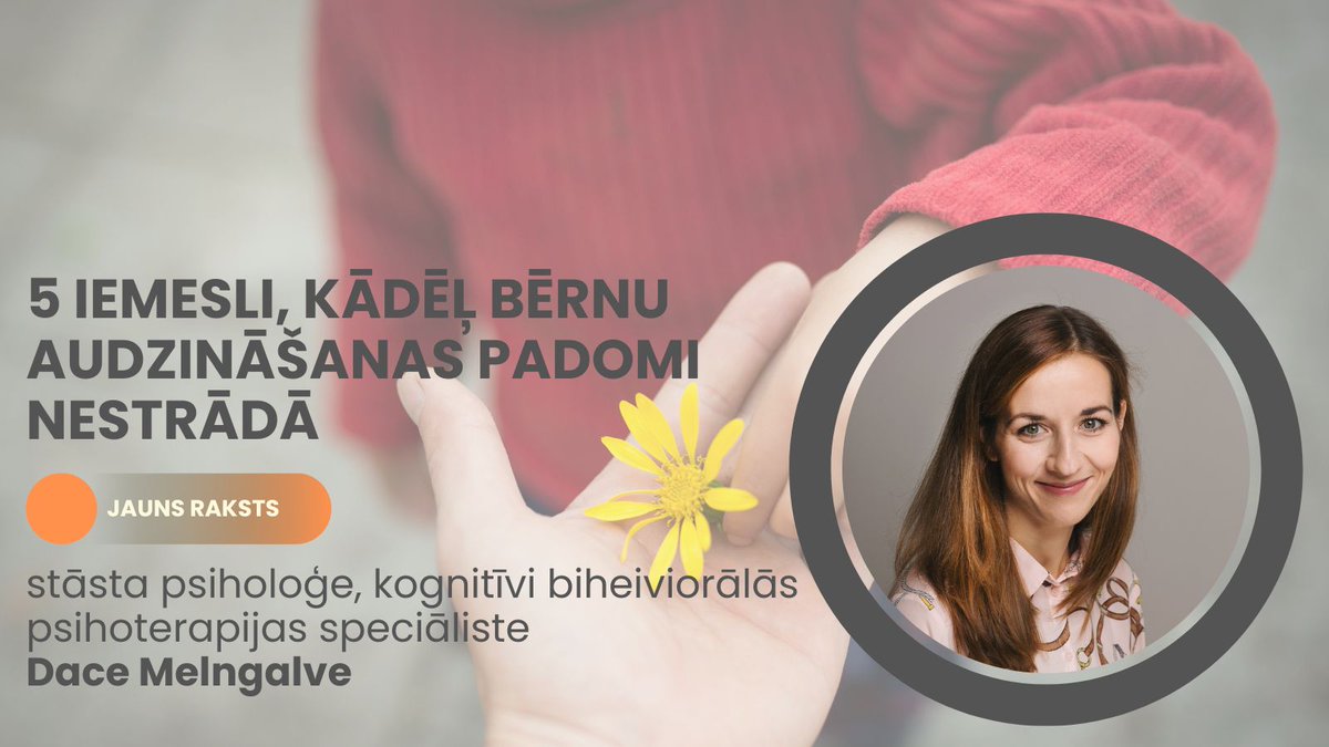Dace ir viena no trim mūsu kursa "Psiholoģijas pamati vecākiem" autorēm un pasniedzējām. Viņas rakstu meklē te - lina.lv/5-iemesli-kade… 

Vēlies gūt padziļinātas zināšanas par to, kādi var būt iemesli Tava bērna uzvedībai un kā to mainīt? Ieskaties te - lina.lv/psihologijas-p…