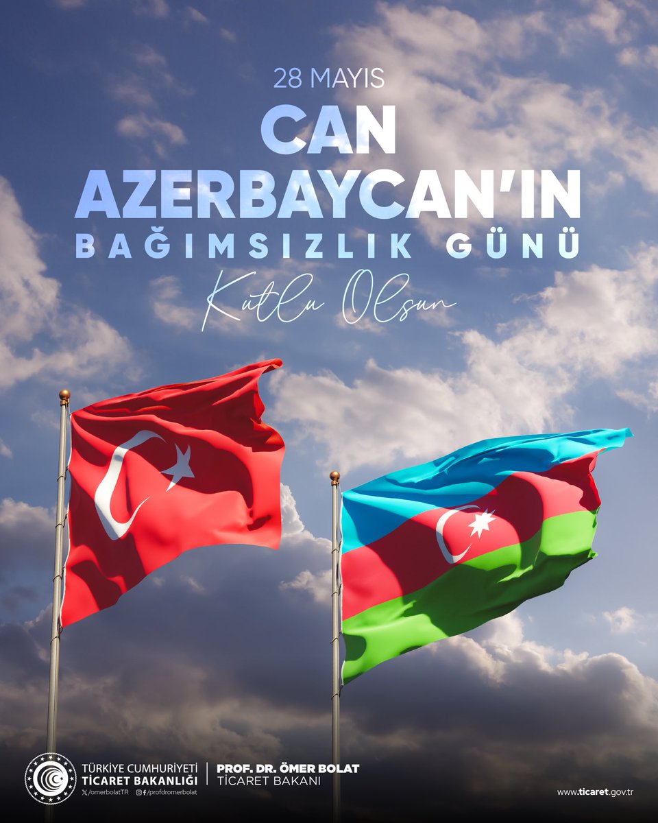 Dost ve kardeş ülke Can Azerbaycan’ın 28 Mayıs Bağımsızlık Günü’nü kutluyor, bağımsızlık uğruna şehit düşen kardeşlerimizi rahmet ve minnetle anıyorum. #BirMilletİkiDevlet 🇹🇷🇦🇿