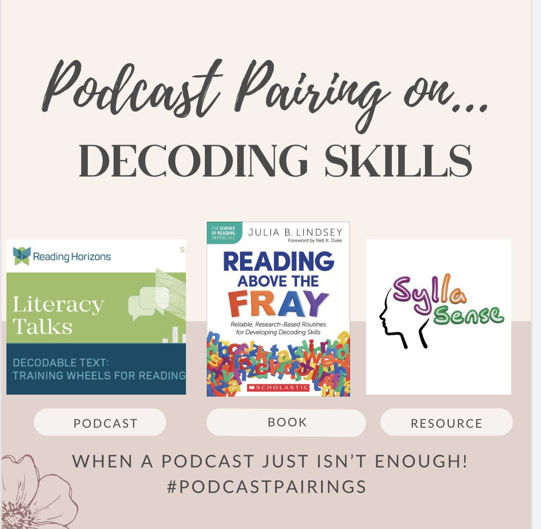 Because sometimes a podcast just isn’t enough… I’ve created #PodcastPairings, pairing my favourite podcasts with books, articles, and resources around the same topic! Want to learn more about using #Decodable texts? Check out these Podcast Pairings: 🎧Literacy Horizons