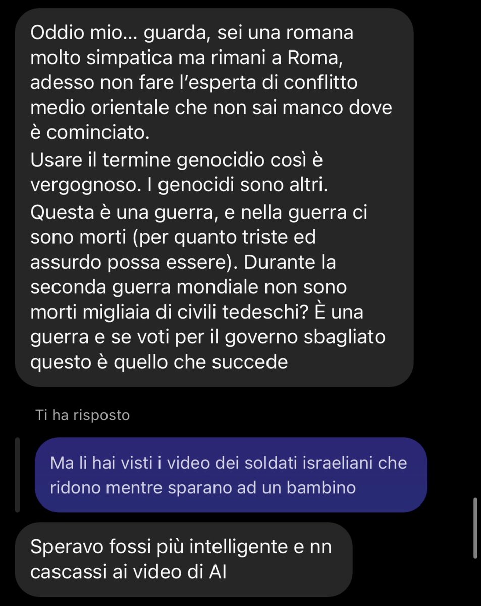 Ho appena avuto una discussione con una ragazza di religione ebraica da far venire i brividi. Vi lascio le parti più salienti: