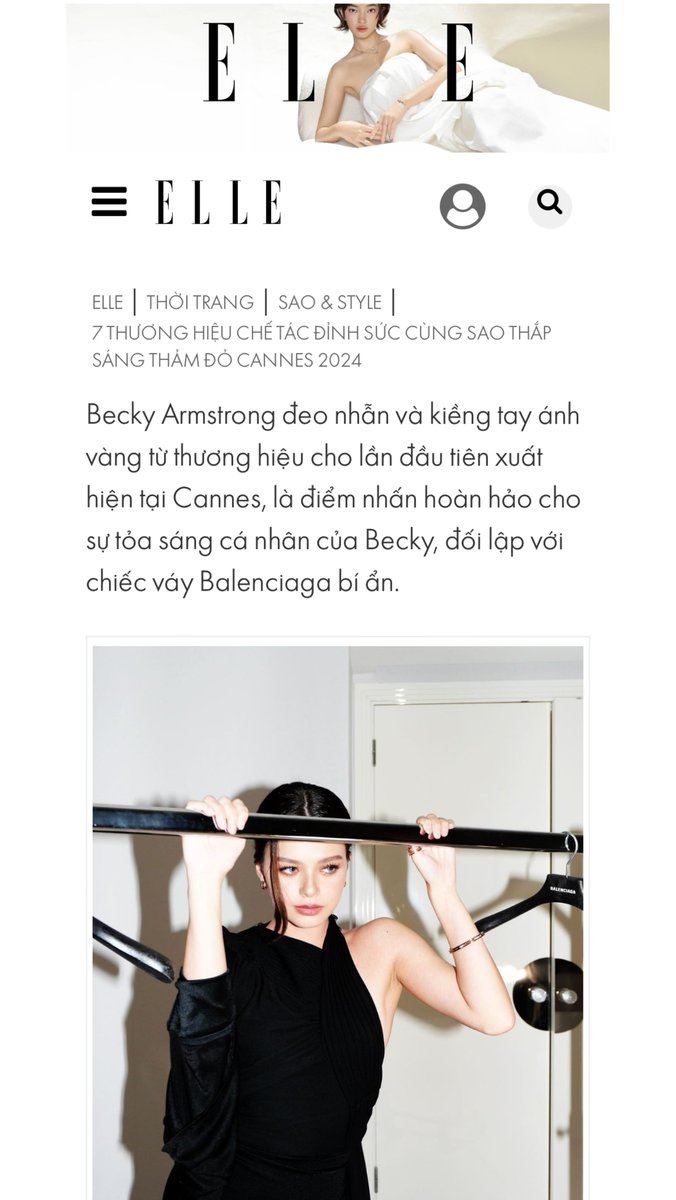 BECKY is chosen by ELLE VIETNAM as one of the gorgeous beauties of BVLGARI at Cannes 2024 beside Selena Gomez ✨✨🖤🖤 Link 🔗 elle.vn/sao-style/7-th… As they described: “Becky Armstrong wears rings and golden braces from the brand for her Cannes debut, the perfect accent to