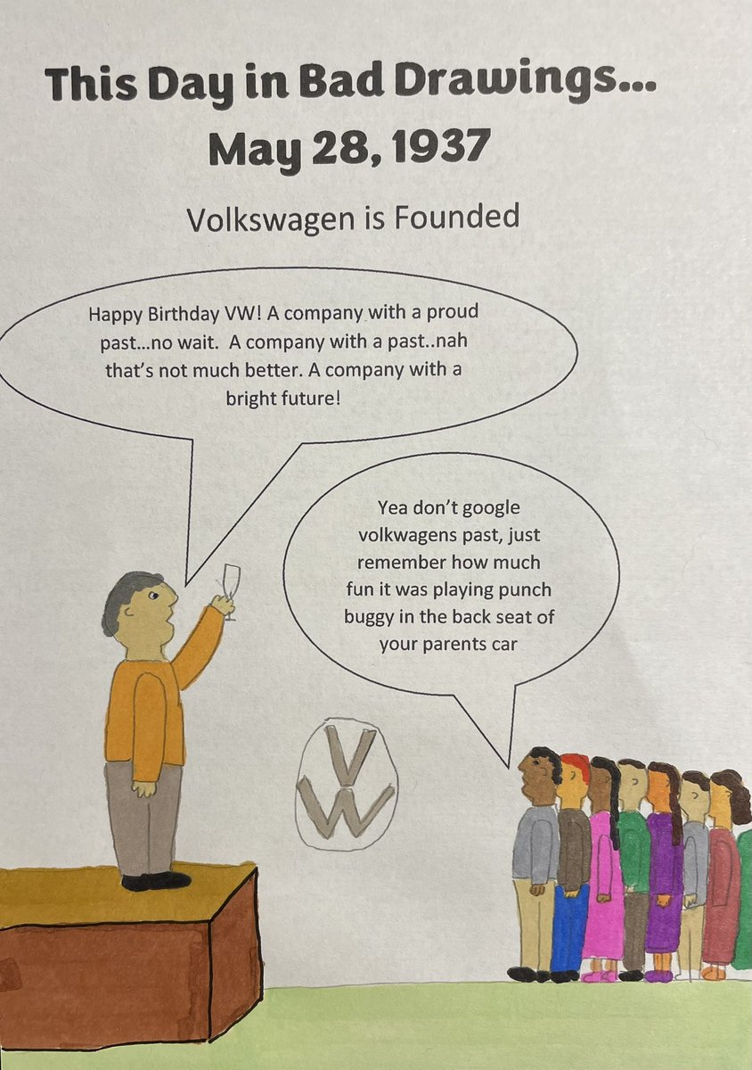 This day in bad drawings, 1937: Volkswagen is founded #thisdayinhistory #History