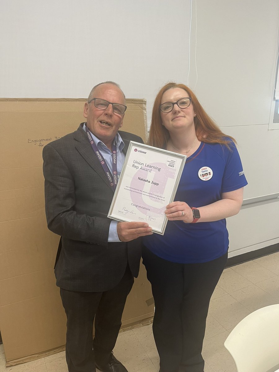 Presentation of Union learning Rep award Natasha Kipp.<a href="/jamiegull/">Jamie Gull</a> <a href="/PaddyLillisGS/">Paddy Lillis</a> <a href="/DaveMccrossen/">Dave McCrossen</a> <a href="/rabdonnelly2010/">Rab Donnelly</a> <a href="/michael34145261/">michael adamson</a> <a href="/UsdawUnion/">UsdawUnion</a> <a href="/UsdawSouthern/">USDAW Southern</a>