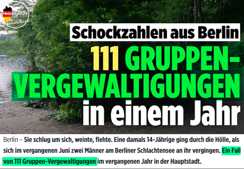 In meinen Augen ein Schlag ins Gesicht aller Opfer! „111 Gruppen-Vergewaltigungen in einem Jahr!“ Warum gibt es über diese Meldung keine Statements von Bundeskanzler Scholz, Innenministerin Faeser und Justizminister Buschmann? Warum hört man diese Meldung nicht im Radio und