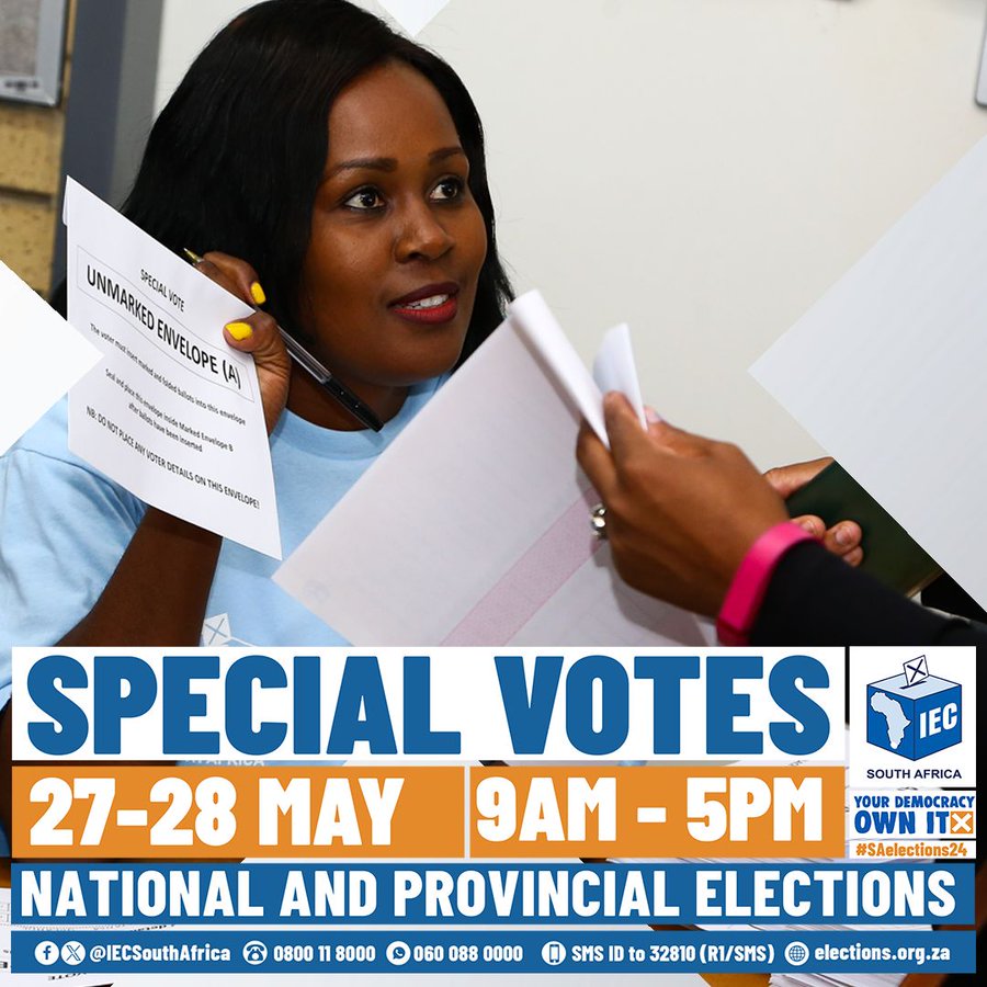 If you registered for a #SpecialVote you can still go vote at your nearest voting station. #SAElections24