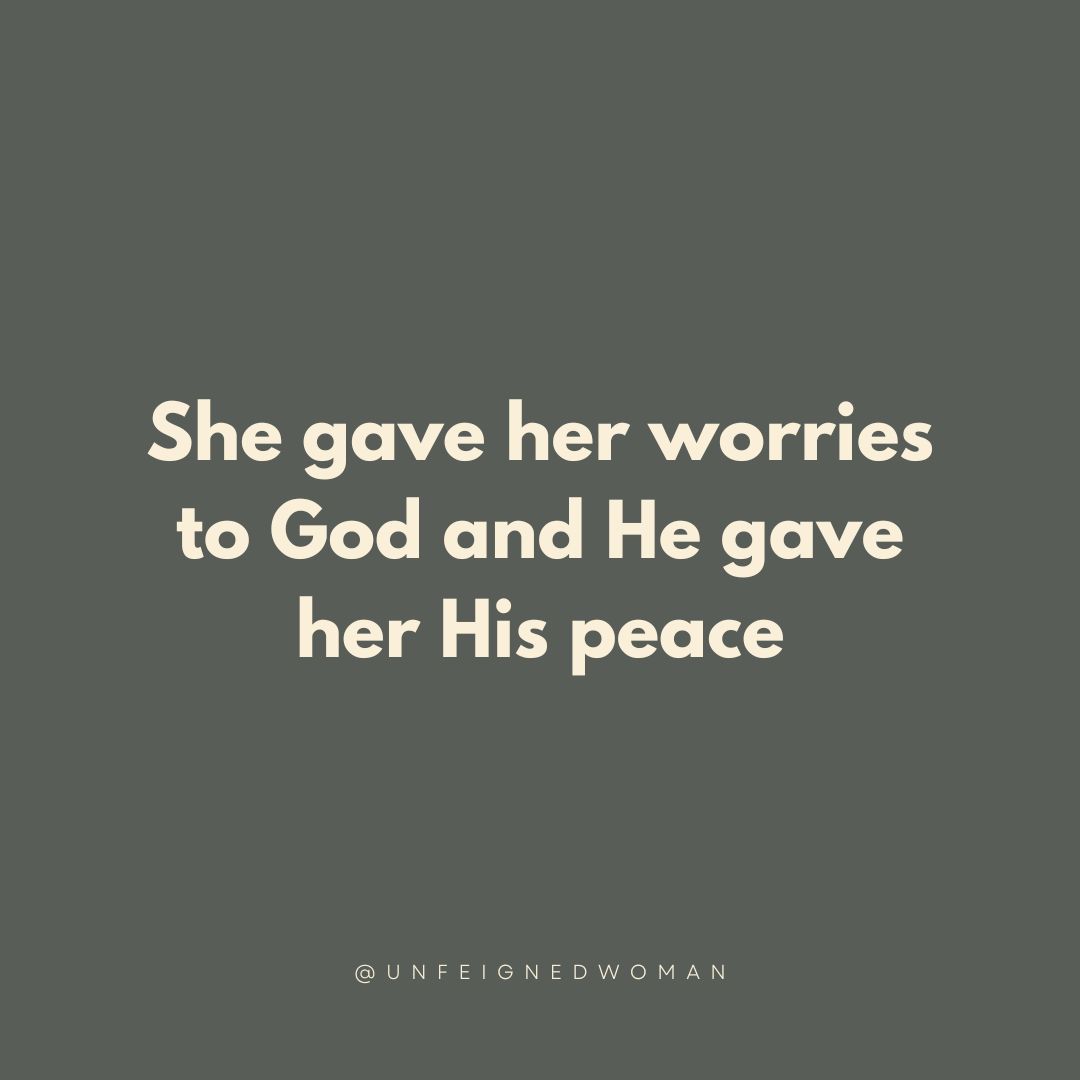UnfeignedWoman's tweet photo. She gave her worries to God and He gave her His peace.

#UnfeignedWoman #ChristianWoman #BibleQuotes https://t.co/0QnXet4t0f